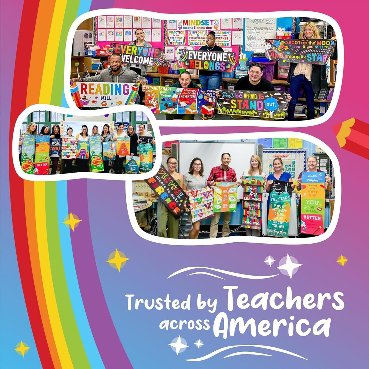 Sproutbrite 2 Pack 13.5” x 39” Educational Posters Set - Teachers Posters - Classroom Positive Posters and Wall Decor for Pre, Elementary and Middle School - Promotes Kindness and Positive Social Behavior