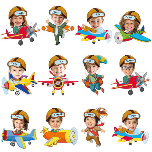 60pcs Pilot Airplane Cutouts Aircraft Bulletin Board Decorations Adventure Travel Theme Paper Cut-Outs Classroom Decorations for Classroom DlY Craft Photo Kindergarten Preschool Wall Door Supplies