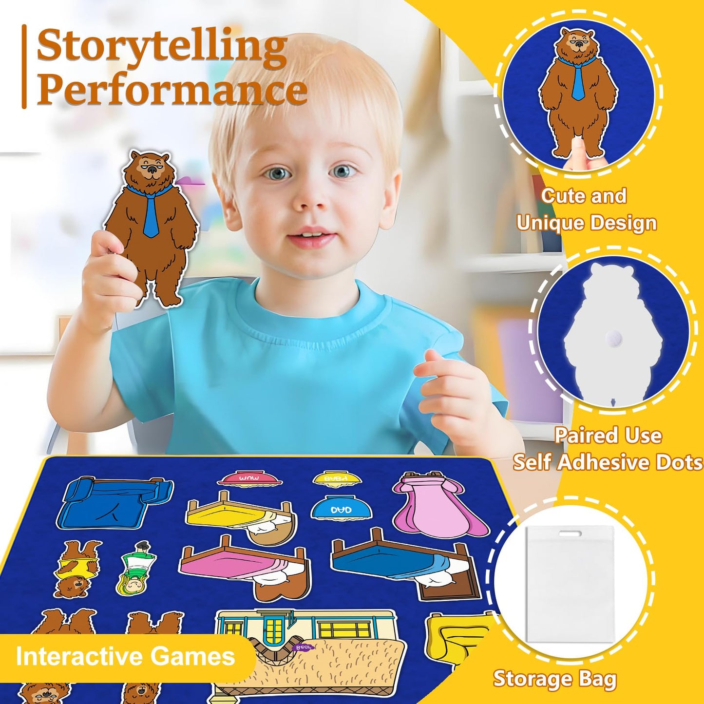Ai fsem 14 Pcs Goldilocks and the Three Bears Felt Board Story Sets Toddler Classroom Toys Flannel Board Stories for Preschool Classroom Must Haves