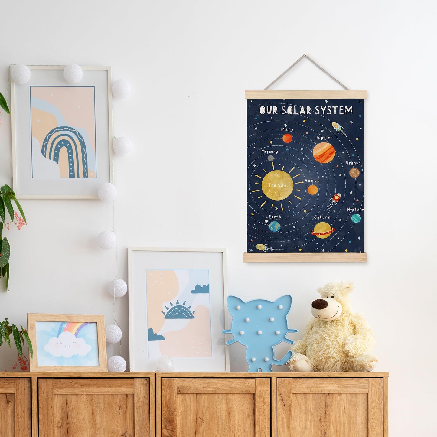 URLLUAE Solar System Poster Hanger Frame, Outer Space Room Decor, Space Wall Art, Solar System for Kids, Outer Spaces Room Decor for Boys Room,16x24 Inches