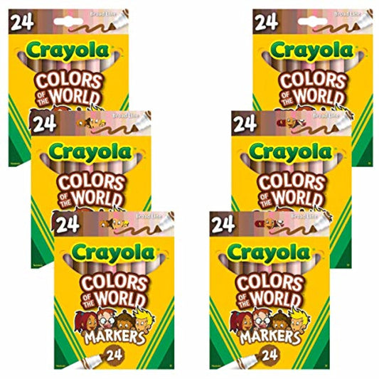 Crayola Colors of the World Markers - 6 Pack (24ct), Bulk Skin Tone Marker Set for Kids, Art Marker, Classroom Must Have, Ages 3+