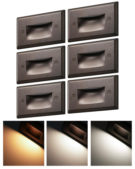 EDISHINE LED Step Lights, 120V, 2.5W, 150LM, Dimmable, IP65 Waterproof, 4.69in x 2.9in x