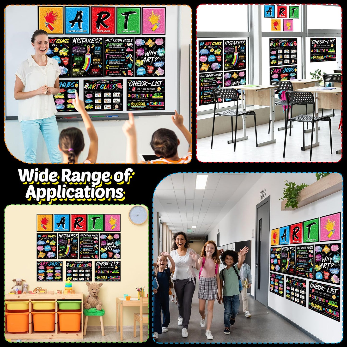 12 Pcs Creative Art Posters Inspirational Quotes Bulletin Board Art Teacher Wall Prints Artist Classroom Rules Educational Wall Decor for Back to School Learning Space Studio Library Teacher Supplies