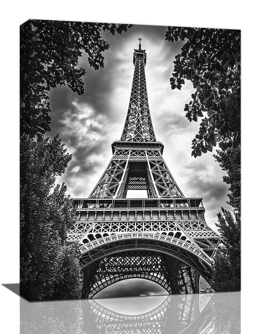 Paris Wall Art, Tower Pictures Wall Decor, Black and White Canvas Prints Painting, Framed Artwork for Bathroom Bedroom Living Room Girl's Room Office Home Decoration 12x16
