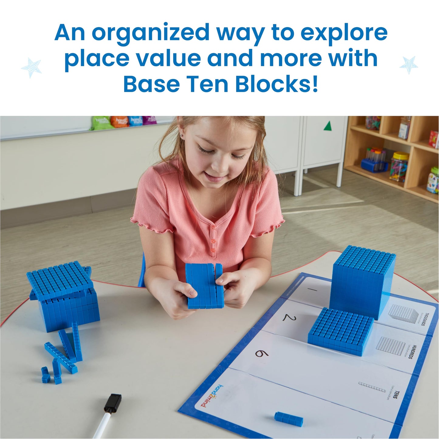 hand2mind Interlox Base Ten Blocks Activity Set, Place Value Manipulatives, Base 10 Blocks for Math, Counting Cubes, Math Manipulatives 1st Grade, Small Group Classroom Must Haves (133 Pieces)