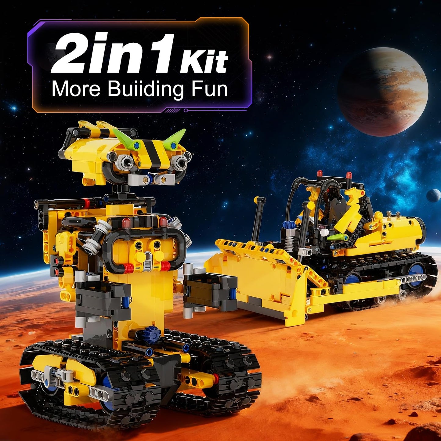 Sciencow 2-in-1 Build a Robot Kit, Remote & APP Controlled Robotic Building Blocks Toys STEM Projects for Kids Ages 8 9 10 11 12 13 14,Chirstmas Birthday Gift for Boys (RC Bulldozer)
