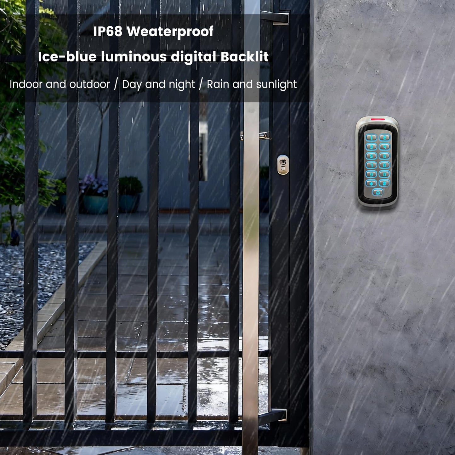 Wireless WiFi Access Control Keypad, 12V DC Metal Door Access Control System, IP68 Waterproof, TUYA Wireless Remote Unlock, Universal Keyless Entry Keypad for Garage Door Opener, Gate Opener