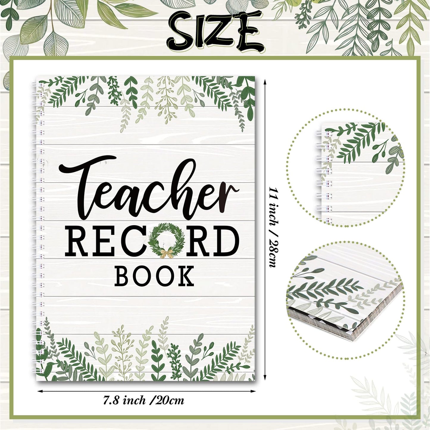 Fuyoooo Farmhouse Teacher Record Book Teacher Grade Books 2026-2027 Spiral Bound Record Planner 2026 Class Grade Book Office Favors for Classroom Attendance Decoration Double Sided