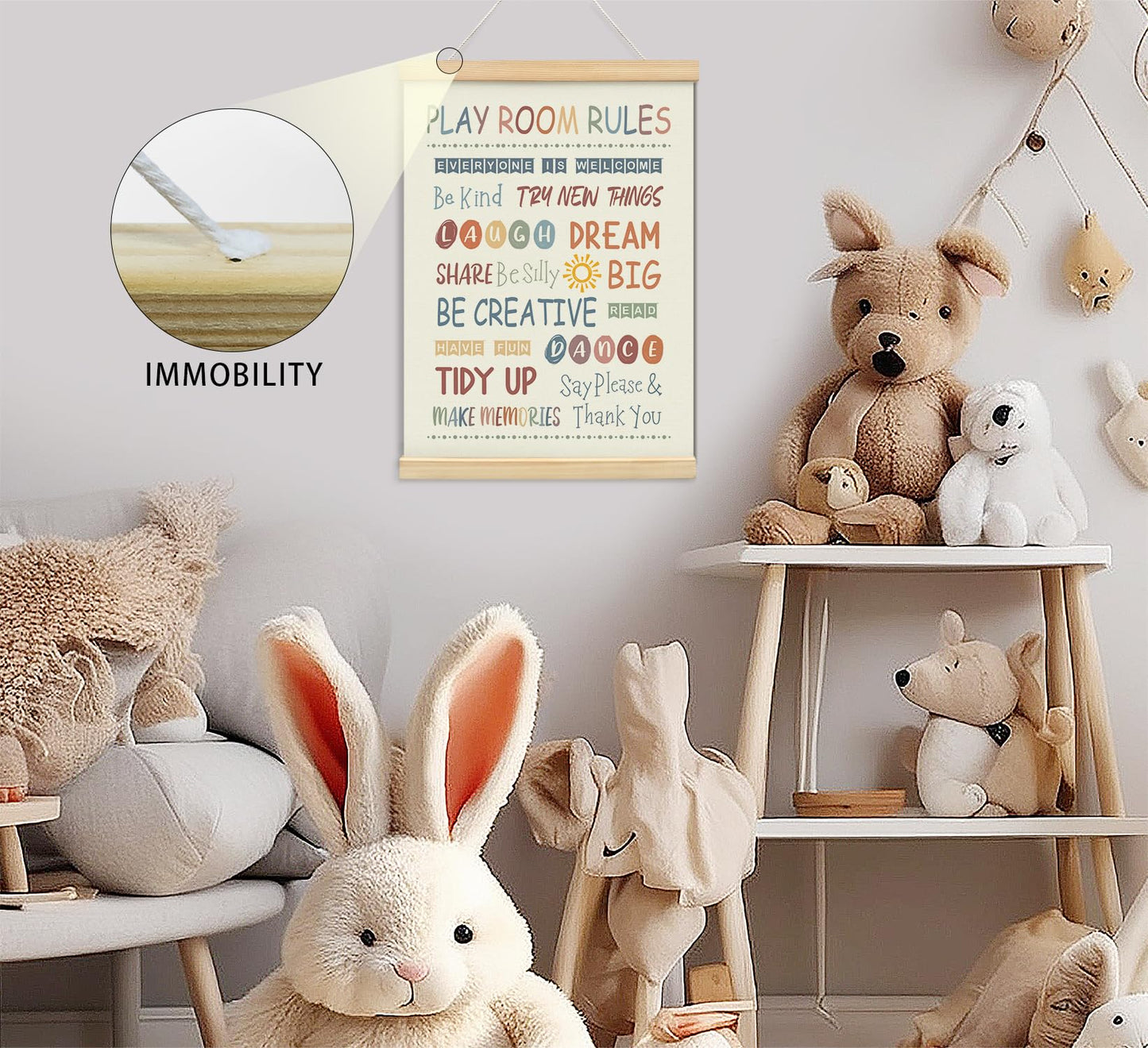 foedor Rainbow Nursery Playroom Wall Decor Poster Hanger Frame,Kids Playroom Decor,Educational Motivational Affirmations Prints Framed Ready to Hang for Classroom Kids Room Wall Decor