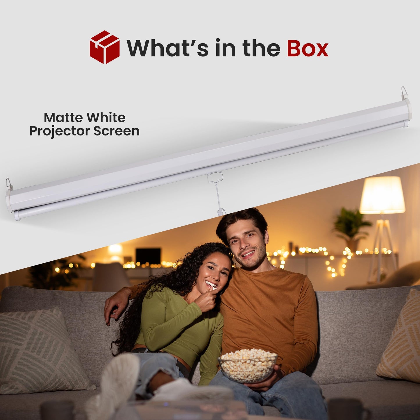 Pyle Manual Pull Down Projector Screen - Universal 100-inch Roll-Down Retractable Manual Screen w/ Auto-Locking, Adjustable Screen Height, Black Masking Border -Home PRJSM1006