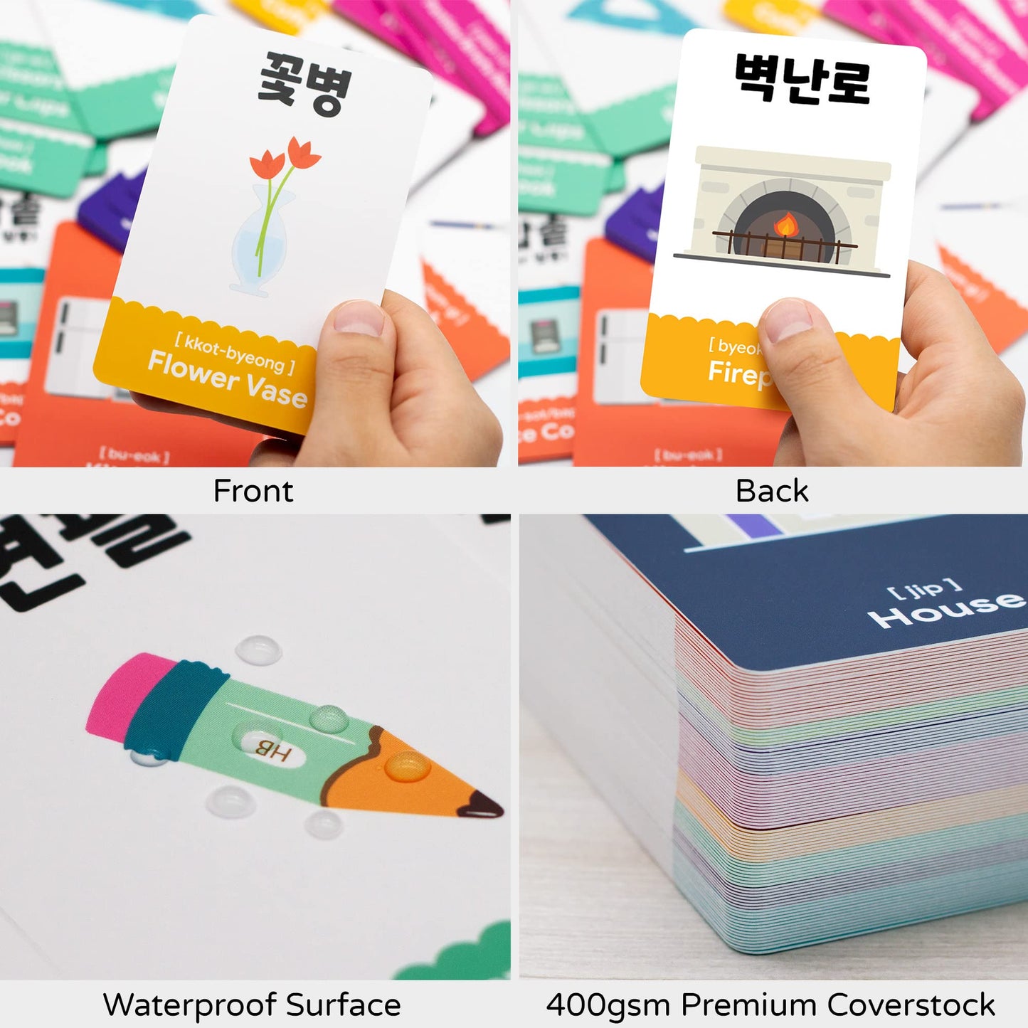 Stellarsol 96 Korean Vocabulary Flashcards – Things Around The House, 192 Essential Hangul Words for Bilingual Beginners + Free MP3 Audio