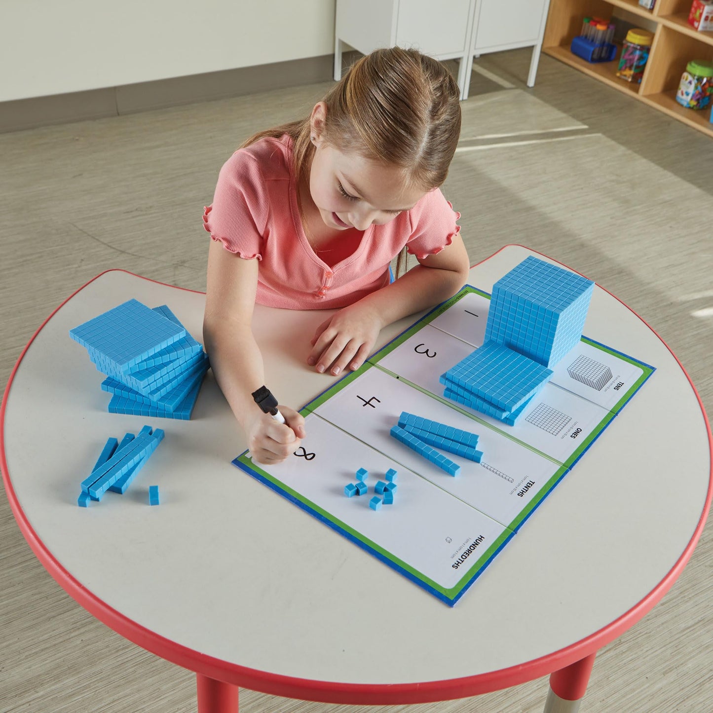 hand2mind Plastic Base Ten Blocks Activity Set, Place Value Manipulatives, Base 10 Blocks for Math, Counting Cubes, Math Manipulatives 1st Grade, Small Group Classroom Must Haves (133 Pieces)