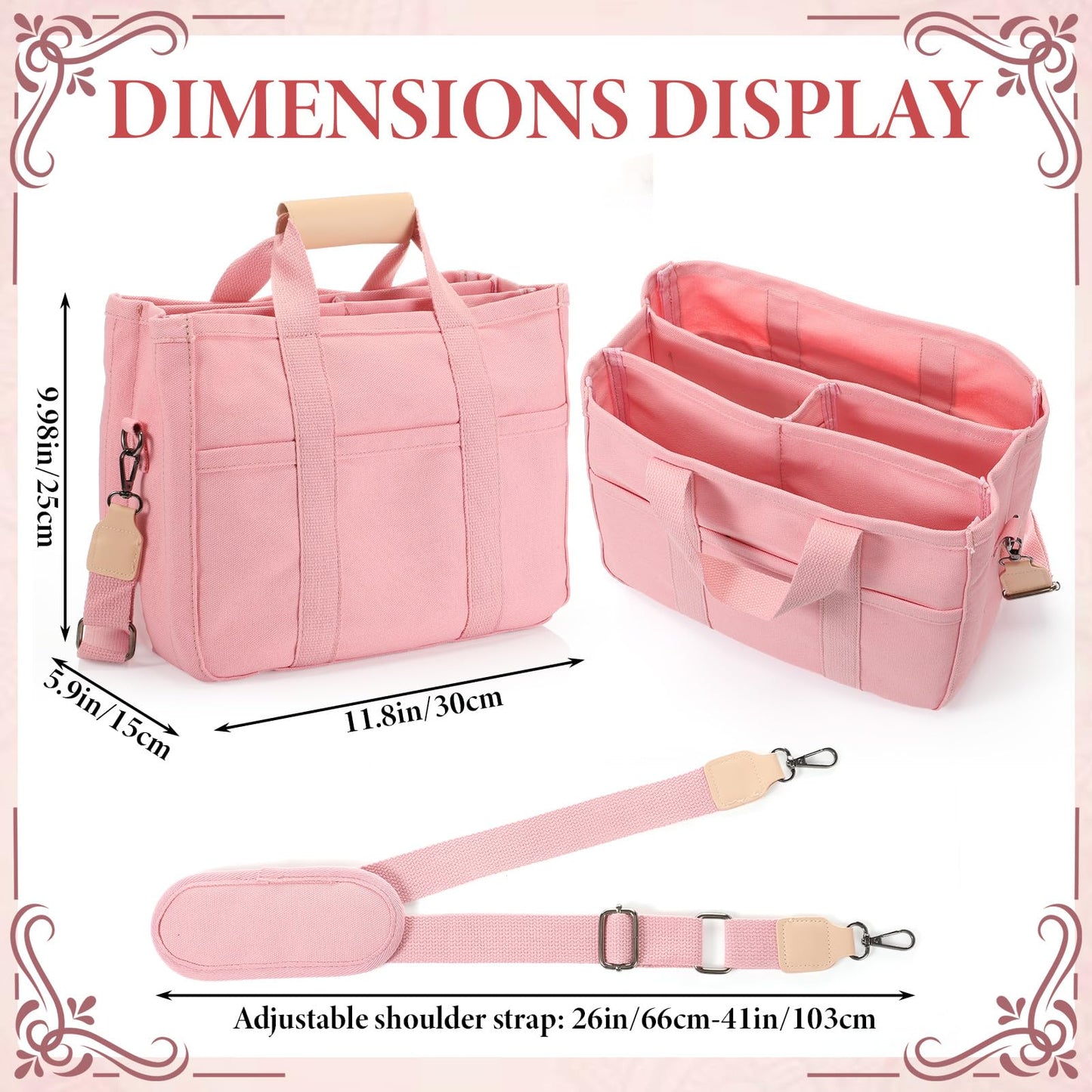 Fullhawl Bible Tote Bag Kit Scripture Study Supplies Study Bag Pen Label Index Sticker for Christian Mothers Day Gift(Pink)