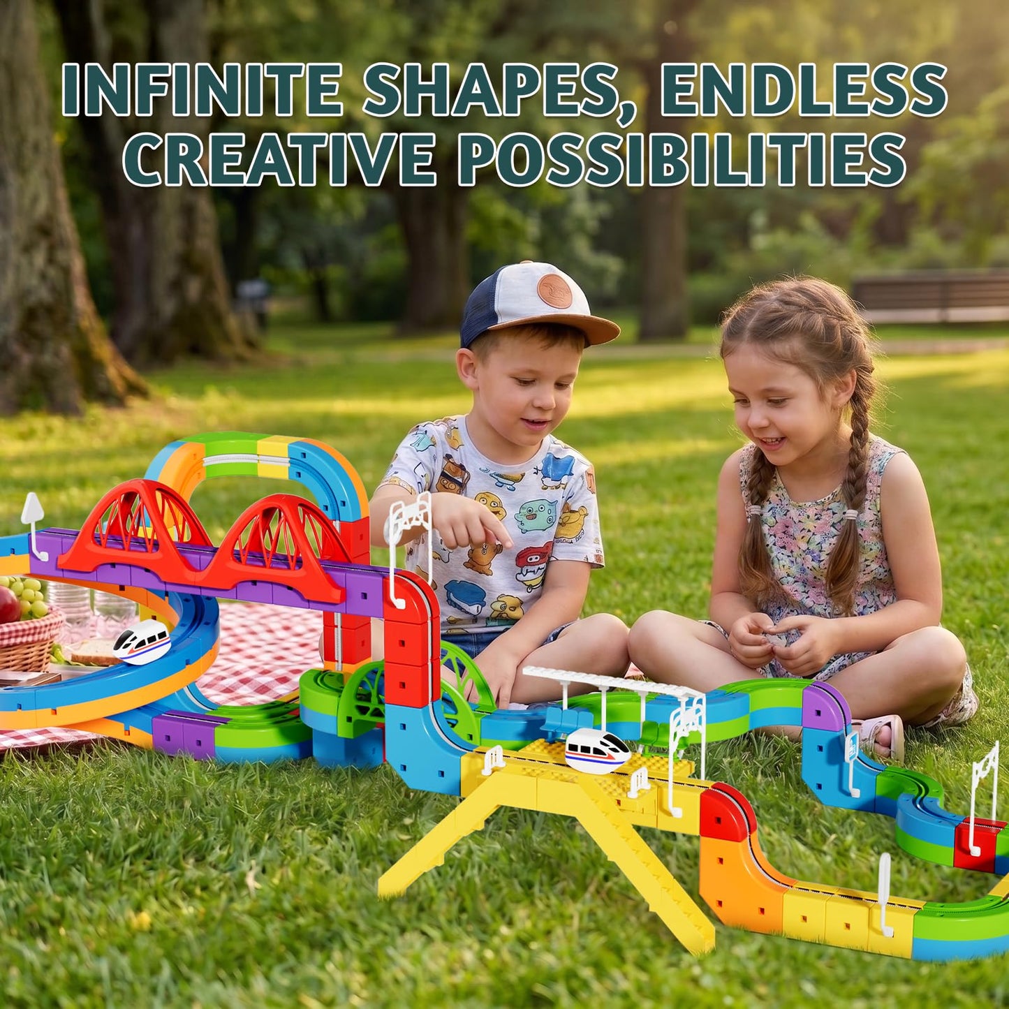 Wdebay Click Rail Electric Train Set 3D Magic Flexible Race Track for Kids 3 4 5 6 7 8 Years Old, Race Car Track with Anti-Gravity, Educational STEM Toy for Boys Girls Birthday (Ultimate Set)