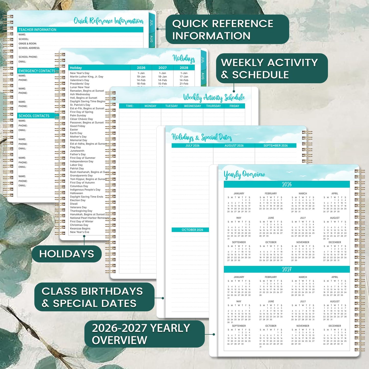 Teacher Planner 2026-2027 - Teacher Lesson Planner, July 2026 - June 2027, 8.5" x 11", 2026-2027 Planner Weekly and Monthly, Lesson Plan Book for Teachers, Colorful Tabs, Inner Pocket