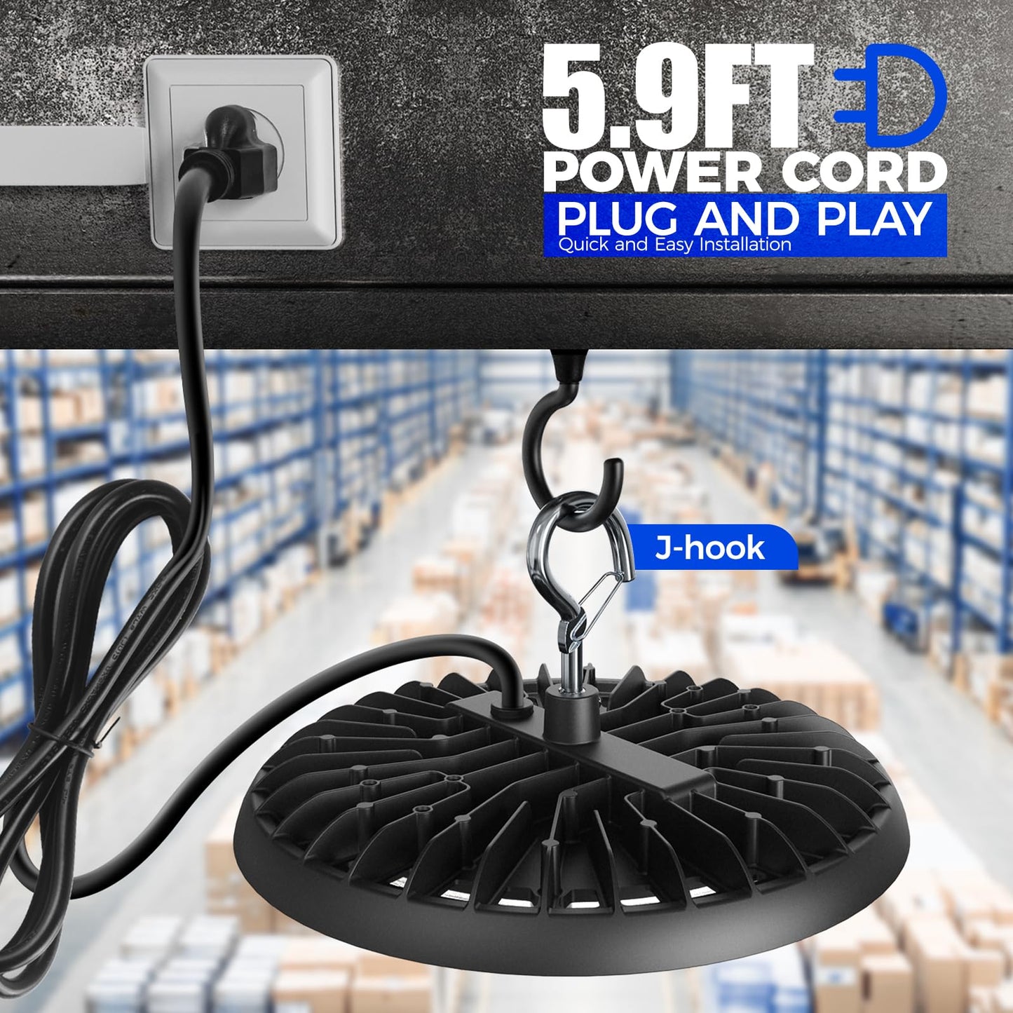 Barrina UFO LED High Bay Light 150W 21000LM IP65 Waterproof 5000K 10 Packs Daylight White Model BA-UFOD02-150W-6KV-50
