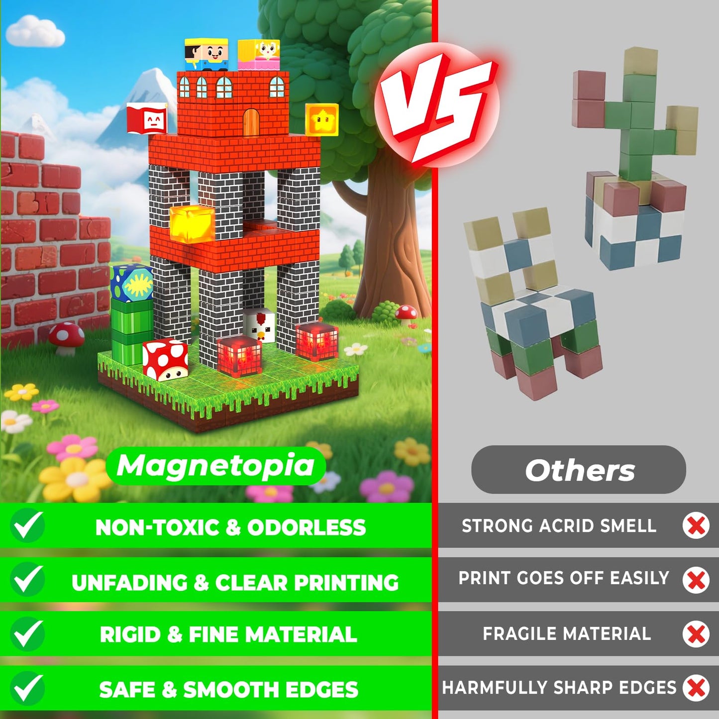 Magnetic Blocks with Light Blocks - 200PCS Magnetic Blocks for Kids Ages 4 5 6 7 8+, Magnetic Building Blocks, STEM Montessori Sensory Toys for Kids, Birthday Gifts for 8-12 Years Old Boys Girls