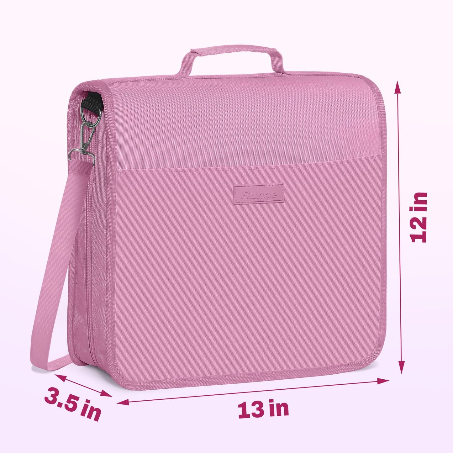 SUNEE Zipper Binder 3 Ring, 3 Inch O-Ring with Handle and Shoulder Strap, 600-Sheet Capacity, 5-Tab Expanding File Folder, Multi-Pockets for Middle School Organizer Binder with Zipper, Grape Purple