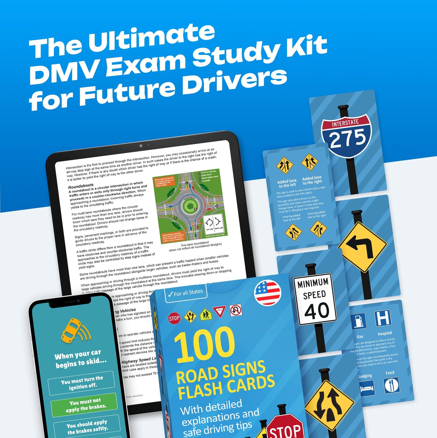Road Signs Flash Cards with Detailed Explanations and Safe Driving Tips - Stocking Stuffers for Teens, Teen Boy Gifts, Gifts for Teen Boys, Teenage Boy Gift - Educational Gift