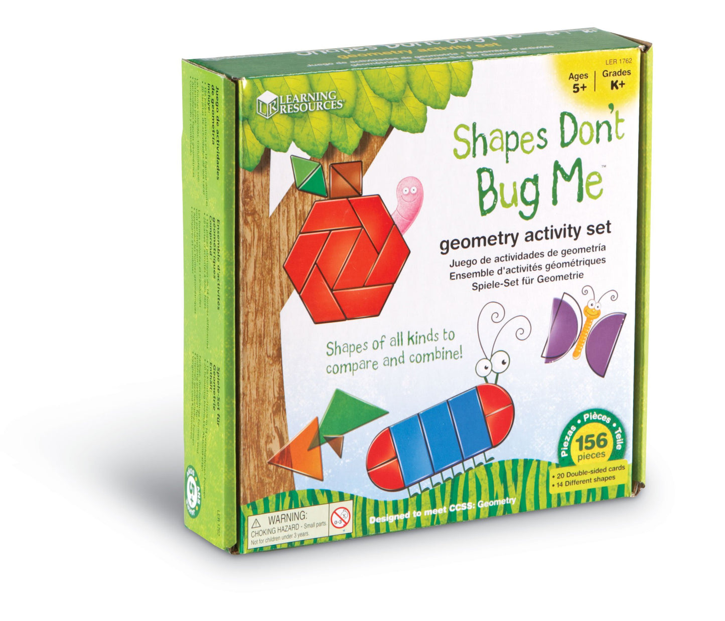 Learning Resources Shapes Don't Bug Me - Geometry Activity Set - 136 Pieces, Ages 5+ Learning Math Games for Kids, Back to School Activities, Classroom Games for Teachers
