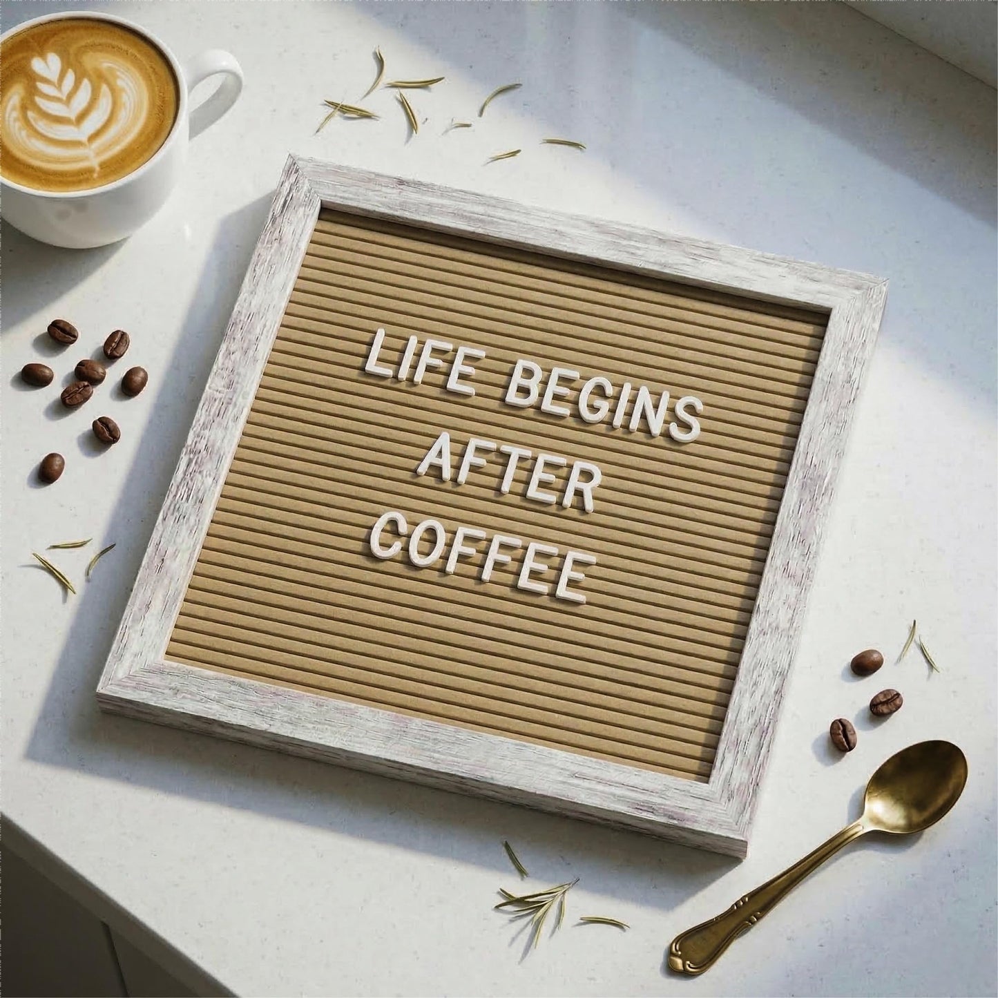 C CRYSTAL LEMON Rustic Cappuccino Felt Letter Board 10x10 Inch, 336 Letters Numbers and Symbols, Changeable Message Board with Wood Frame, Wall Mount or Stand