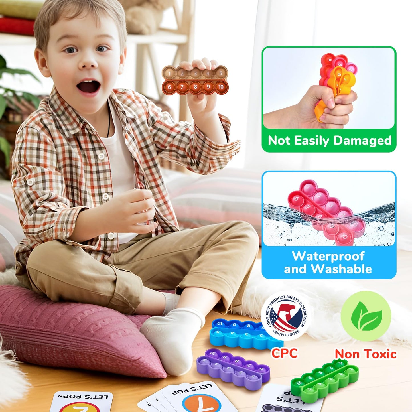 Joycat Ten-Frame Math Learning Tools for Elementary-24 Ten Frames and 20 Task Cards Math Counting Game for Preschool Kindergarten Classroom Learning Activities Kids Ages 3-5