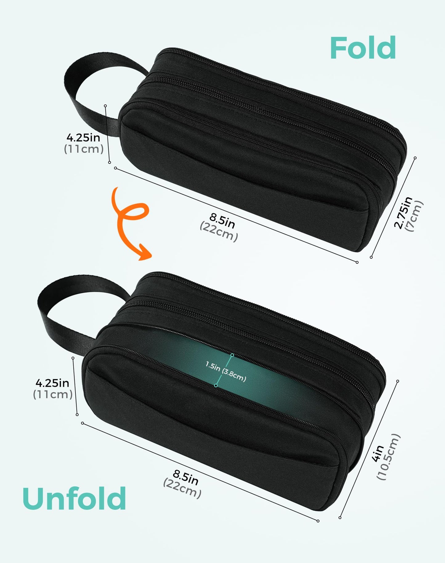 Fmeida Pencil Case Pouch Expandable - Extra Large Pencil Pouch Aesthetic Pencil Bag Office Stationery Organizer with Handle for Adult Men Women Back to School Supplies - Black