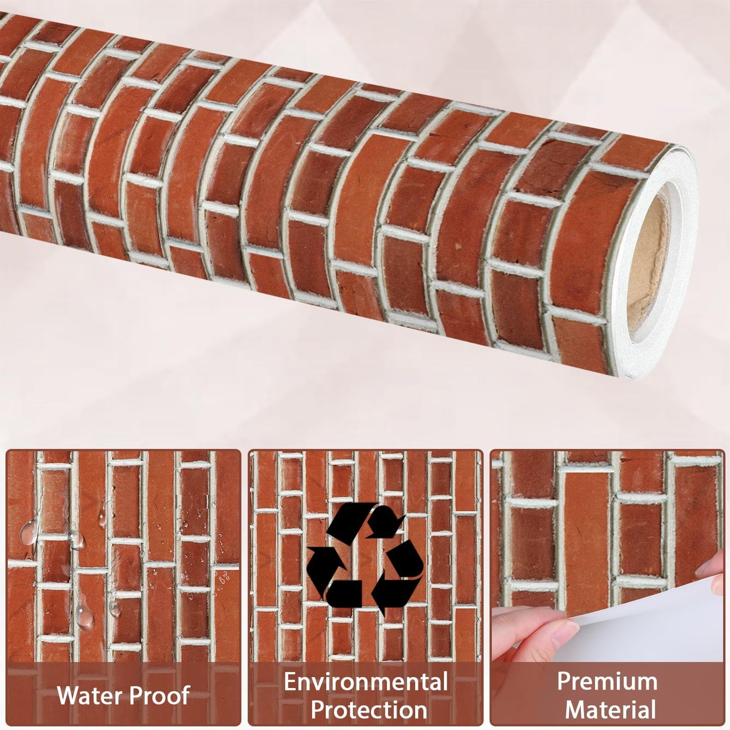Qyeahkj Red Brick Bulletin Board Paper Roll Fireplace Bulletin Board Background Paper Fade Resistant Chimney Classroom Decoration Poster Art Craft Home Wall Education Decoration Supplies 17.7in x 20ft