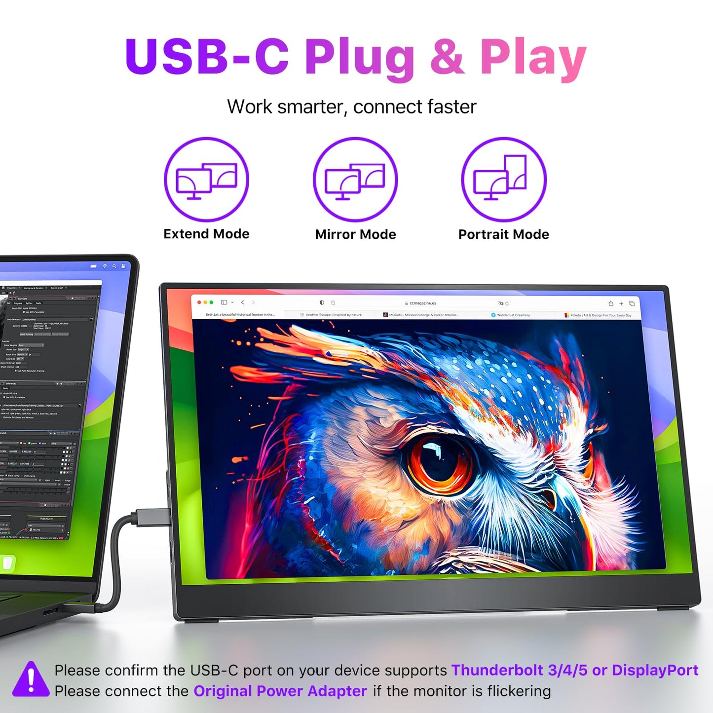 cocopar Portable Monitor 15.6 Inch 4K UHD 60Hz 145% sRGB Travel Monitor with Speaker HDMI USB-C Second Screen for Laptop MacBook Surface PC Xbox PS4/5, VESA Mountable, with Kickstand