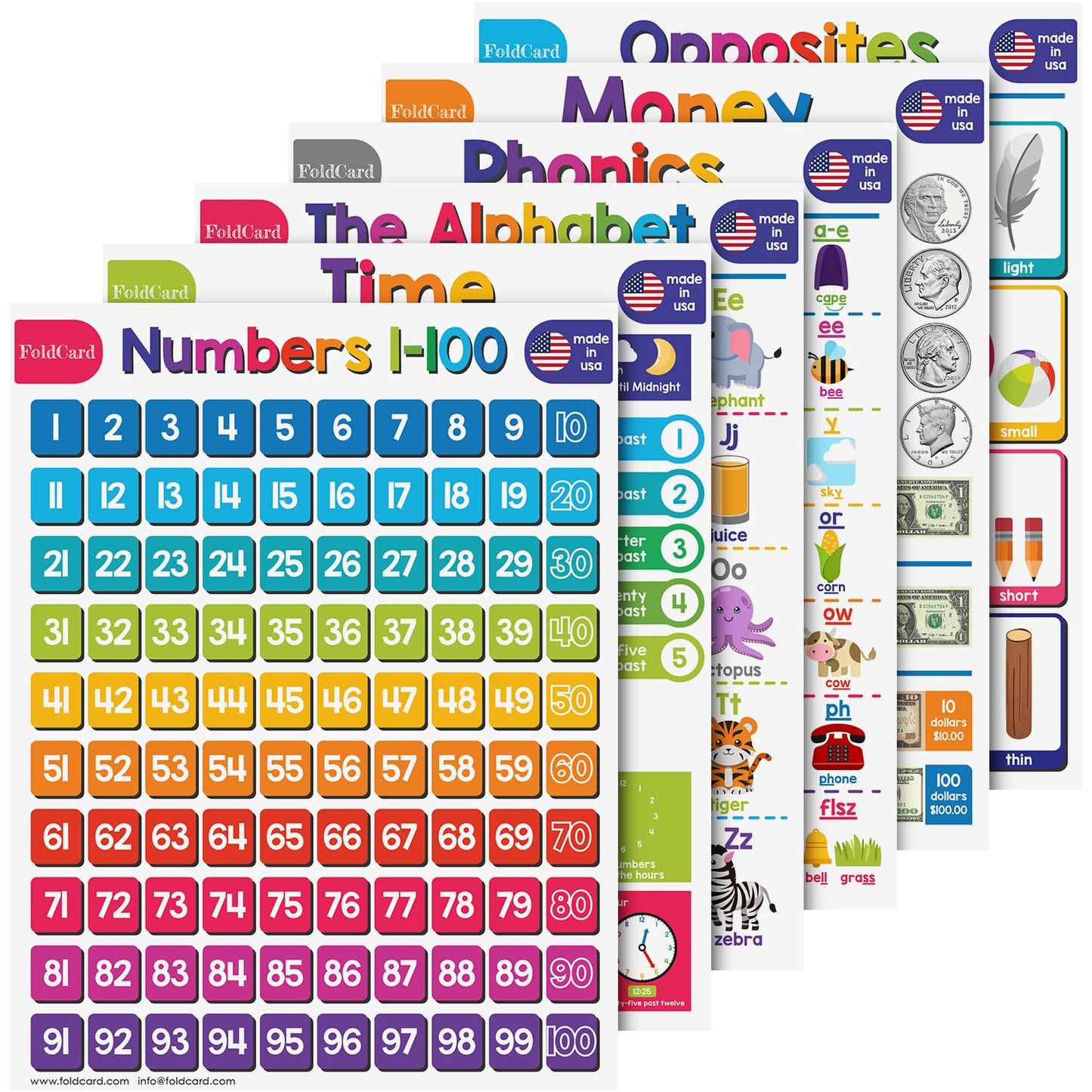 Advanced Bundle – 6 Educational Posters – Classroom and Homeschool Learning Chart Decorations and School Supplies Materials, Preschool to Grade 3 | Printed on Durable, Glossy Cardstock | 8.5" x 11"
