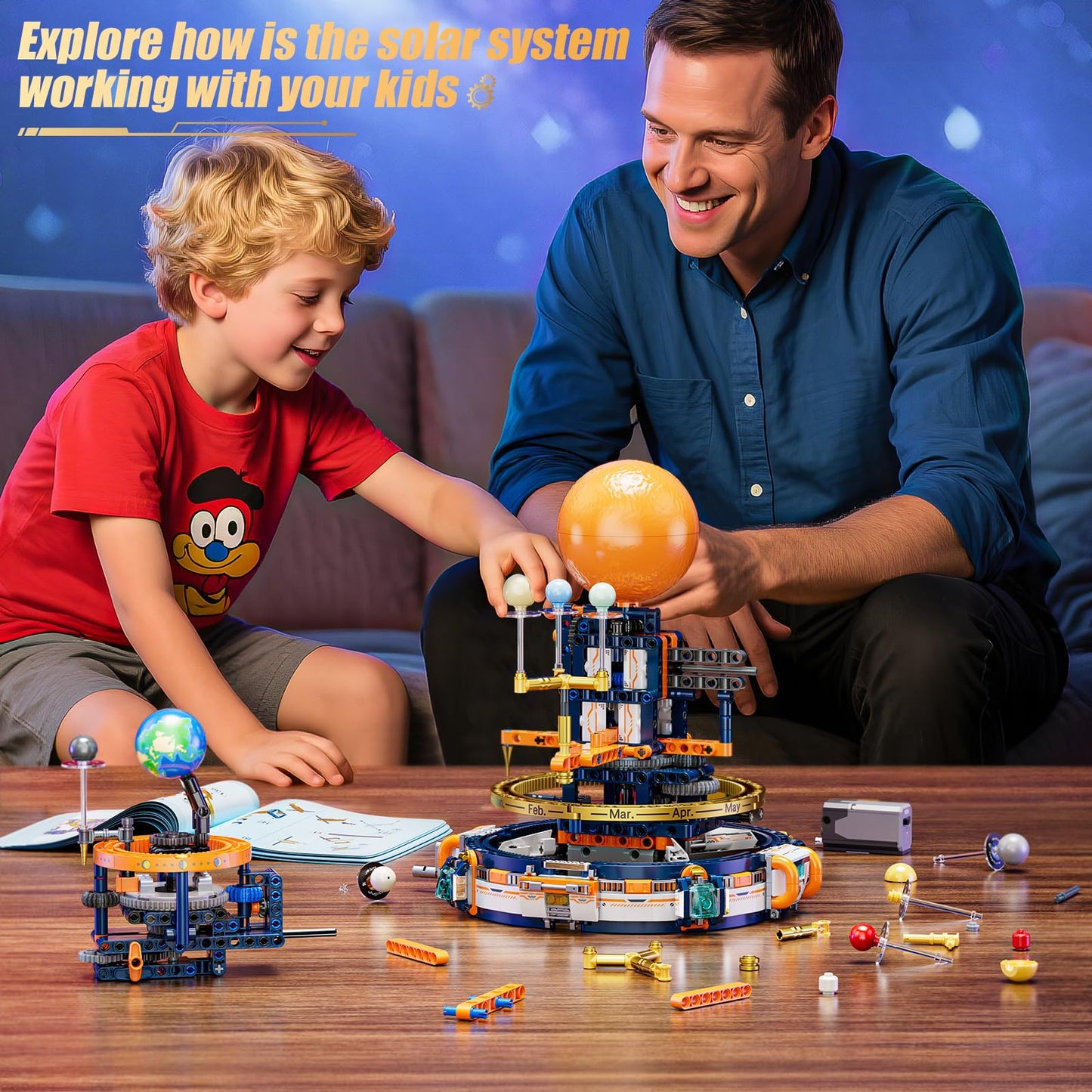JAKI Solar System Building Set - Electric Solar System Model with Dynamic Lighting and Real Rotating Effects, STEM Educational Space Toy for Teens and Adults, Home Office Decoration.