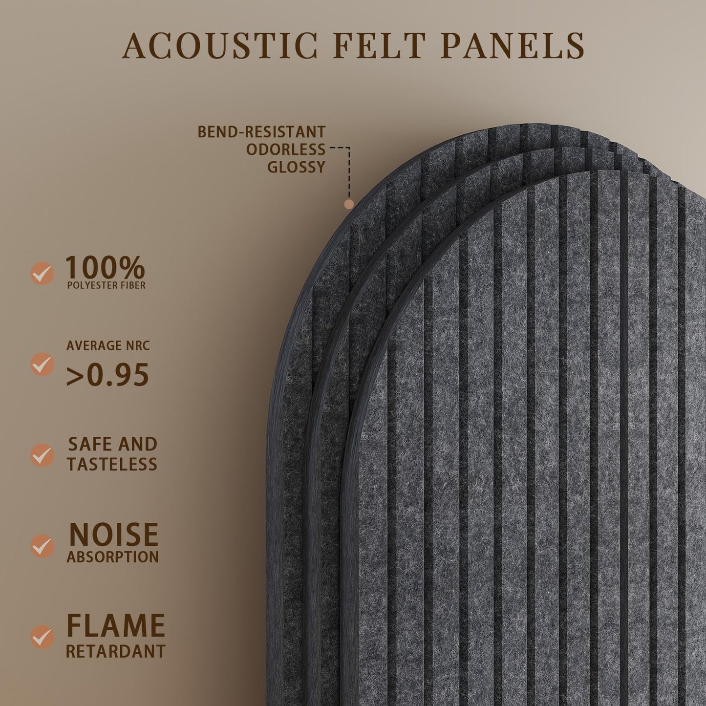JBER Large Arched Felt Bulletin Board 36" x 24" - 6 Pack Felt Wall Tiles, Cork Board Alternative to Use in Office & Home Decor, Classroom Decor, Vision Board to Display Your Photos(Dark Gray)