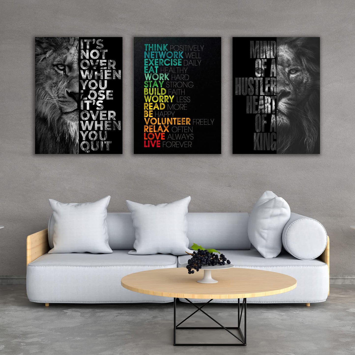 Motivational Canvas Painting Wall Art Execution Grind Hustle Inspirational Wall Art Success Entrepreneur Poster Positive Quotes Wall Poster Framed for Home Office Wall Decor[36''Wx 16''H]