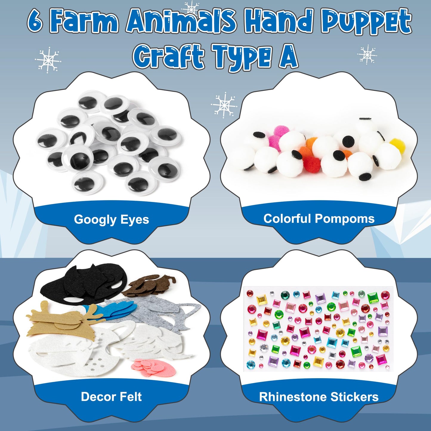 WATINC 6Pcs Hand Puppet Making Kit, Art Craft Felt Sock Puppet Toys, Creative DIY Make Your Own Pompoms Wiggle Googly Eyes Storytelling Role Play Party Supplies Gift for Girls Boys (Polar Animals A)