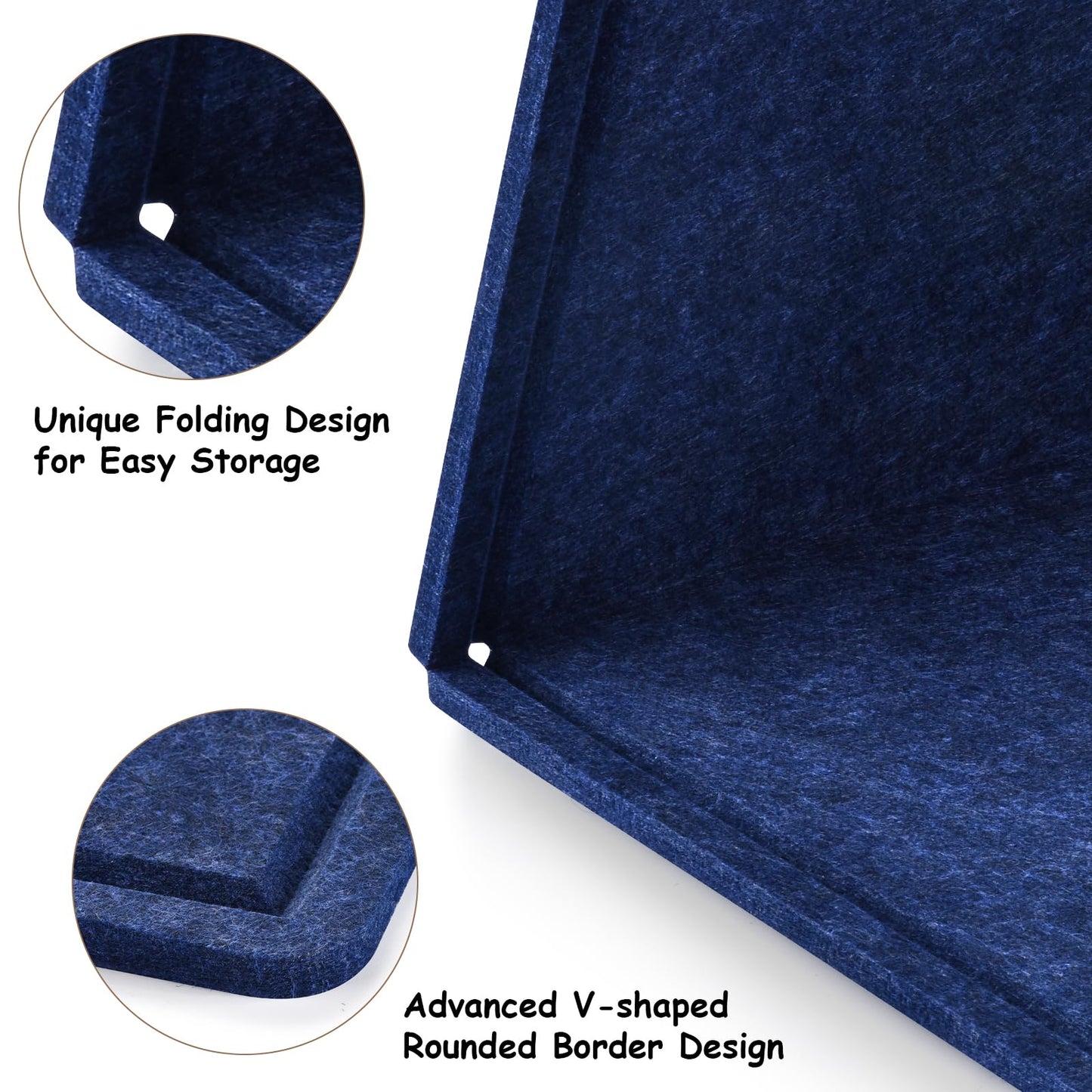 Large Bulletin Board, Foldable 60x36 Inches Cork Board Alternative, Large Felt Board Decorative Pin Board for Wall, Foldable Photo Board Self-Adhesive Vision Board with 36 Pushpins Dark Blue