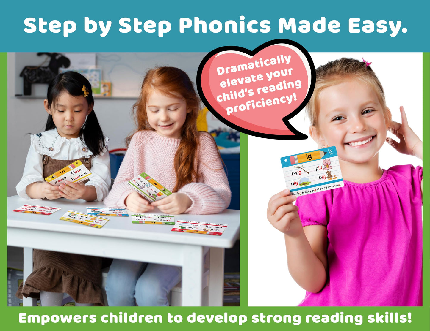 Bright Seed Phonics Flash Cards - Learn to Read in 20 Phonic Stages - Digraphs CVC Blends Long Vowel Sounds – Phonics Games for Kids Age 4-8 Kindergarten First Second Grade Home School Educational