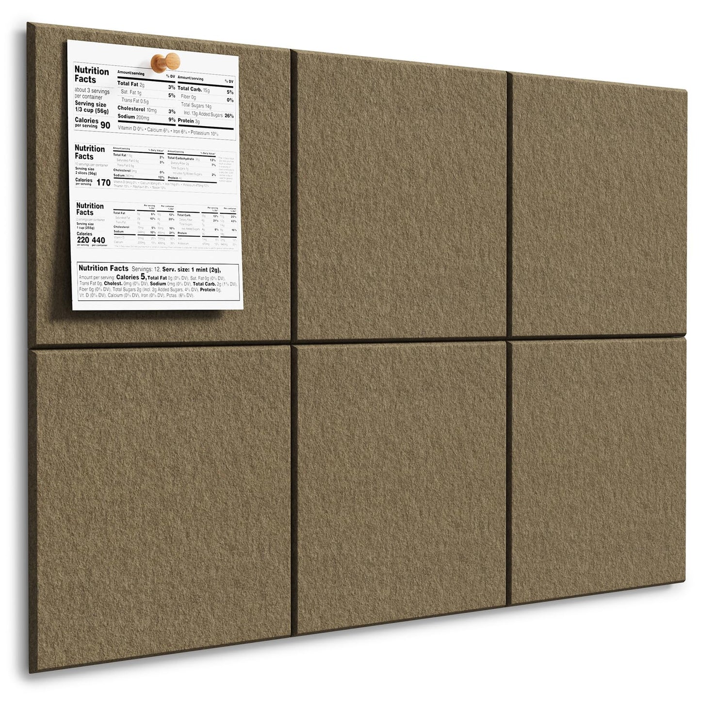 MaxGear Large Cork Board for Wall 36" x 24", Espresso Bulletin Board, 6 Pack Felt Wall Tiles with Pushpins, Cork Boards for Office Push Pin Board Tack Board Felt Board