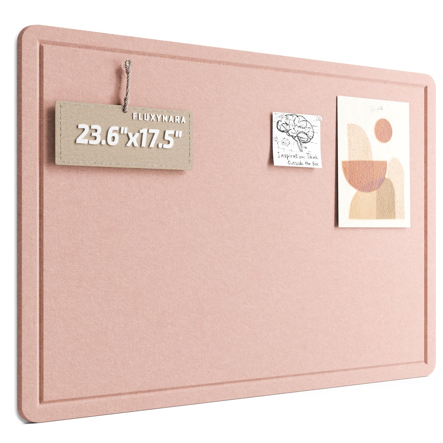 Fluxynara Bulletin Board, 23.6" x 17.5" Cork Board Alternative with 12 Safe Removable Adhesive Tabs, Foldable Felt Pin Board for Home Office, Classroom, Bedroom,Entryway for Walls—Pink