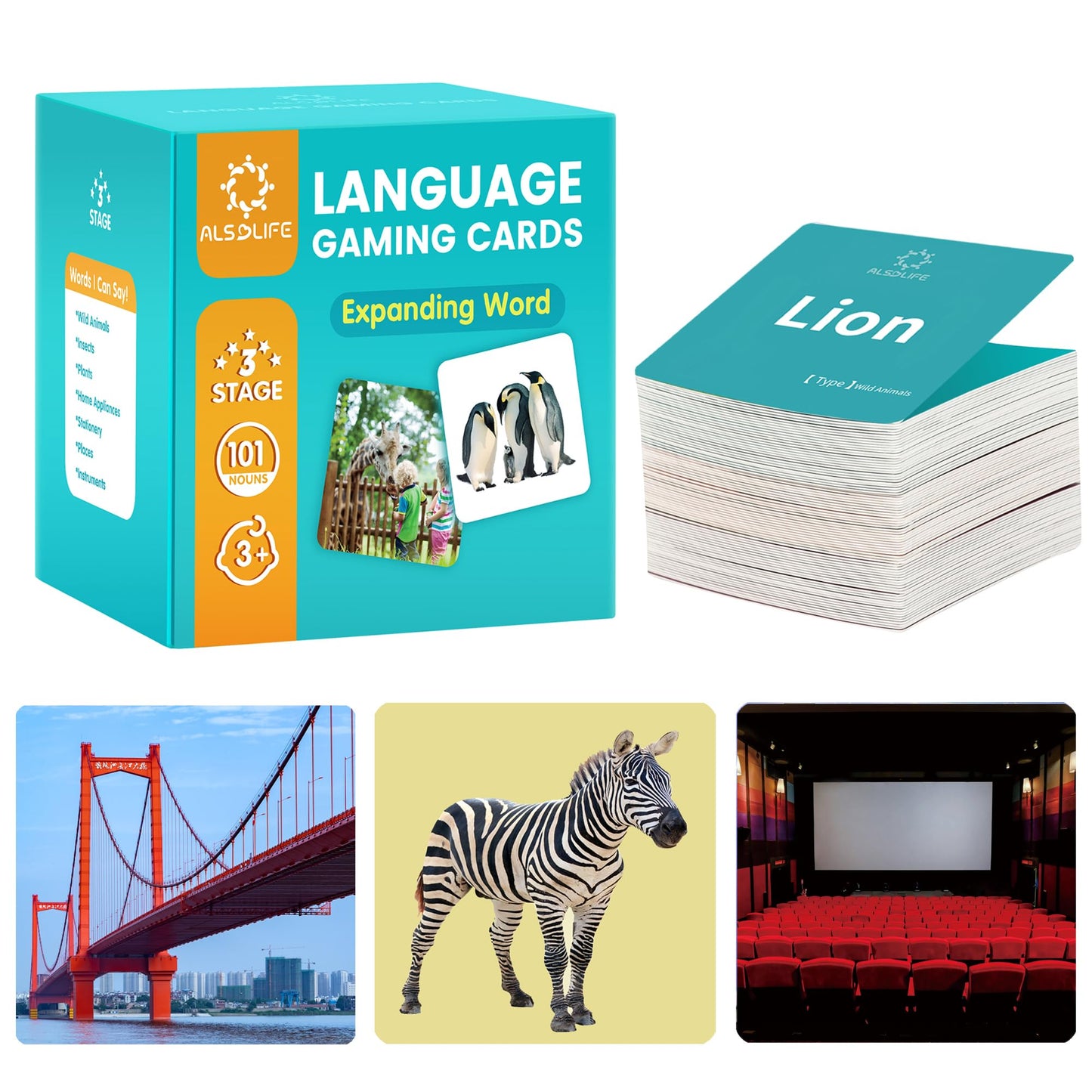 ALSOLIFE 100 Nouns Flash Cards for Toddlers, Expanded Vocabulary Cards with Videos, Preschool Learning Flashcards, Noun Picture Cards for Speech Therapy Material ABA Therapy| Language Builder Card