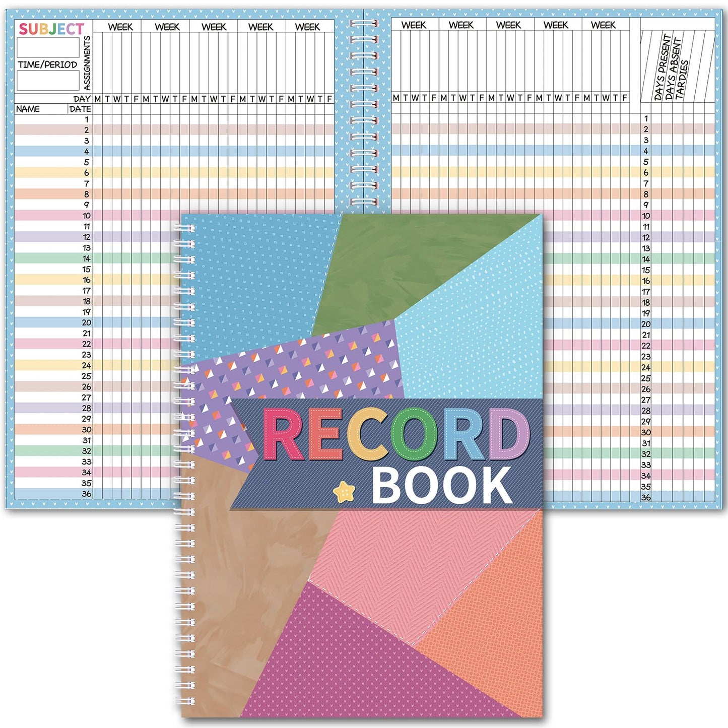 Fuyoooo Crafty and Cool Teacher Record Book Teacher Grade Books 2026-2027 Spiral Bound Record Planner 2026 Class Grade Book Office Favors for Classroom Attendance Decoration Double Sided