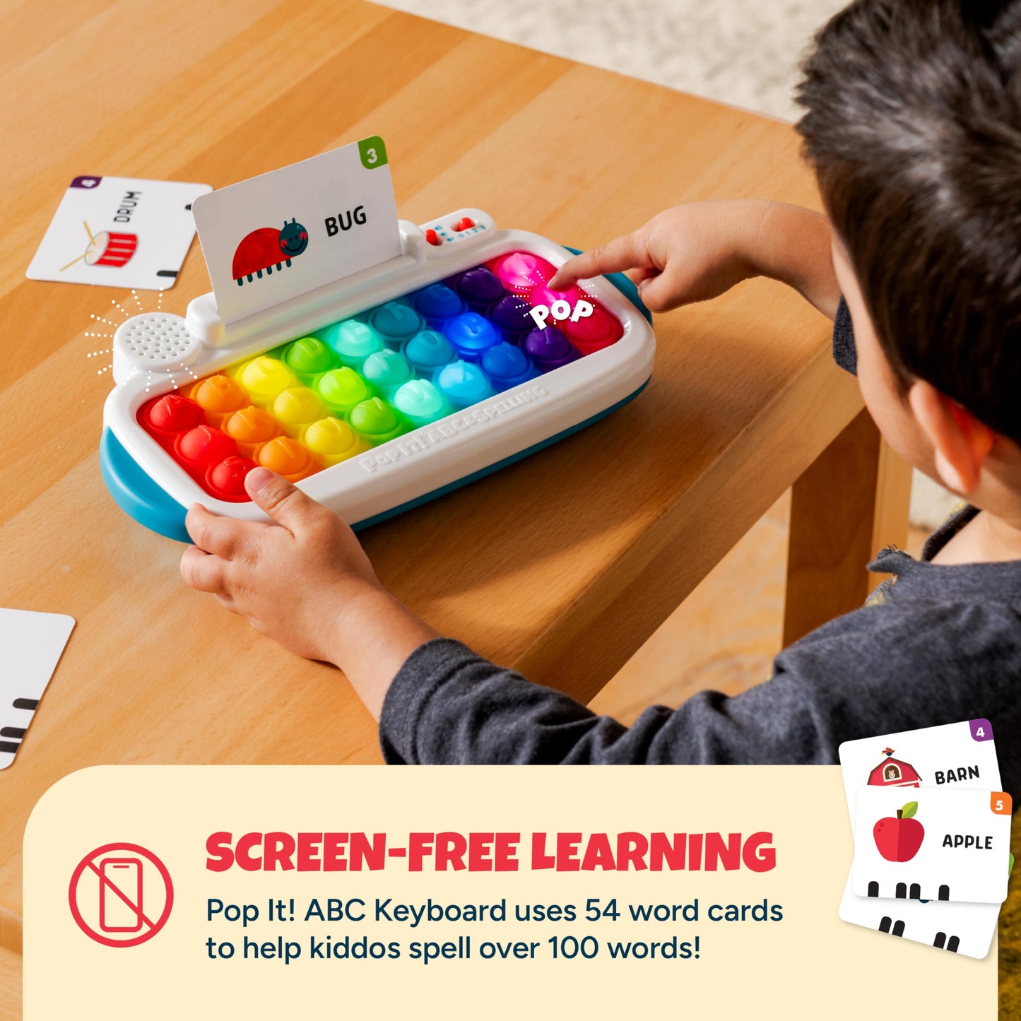 Chuckle & Roar Pop It! ABC & Spelling Keyboard - Multicolor - Smart Letter Guidance with Alphabet Learning Toys - Soft Silicone Keys for Toddler Sensory Toys - Compact Travel Play Kit for Toddlers 1-3