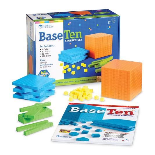 Learning Resources Brights! Base 10 Starter Set - 100 Piece Set, Ages 6+, 1+ Grade, Math Manipulatives, Teacher Supplies, Back to School