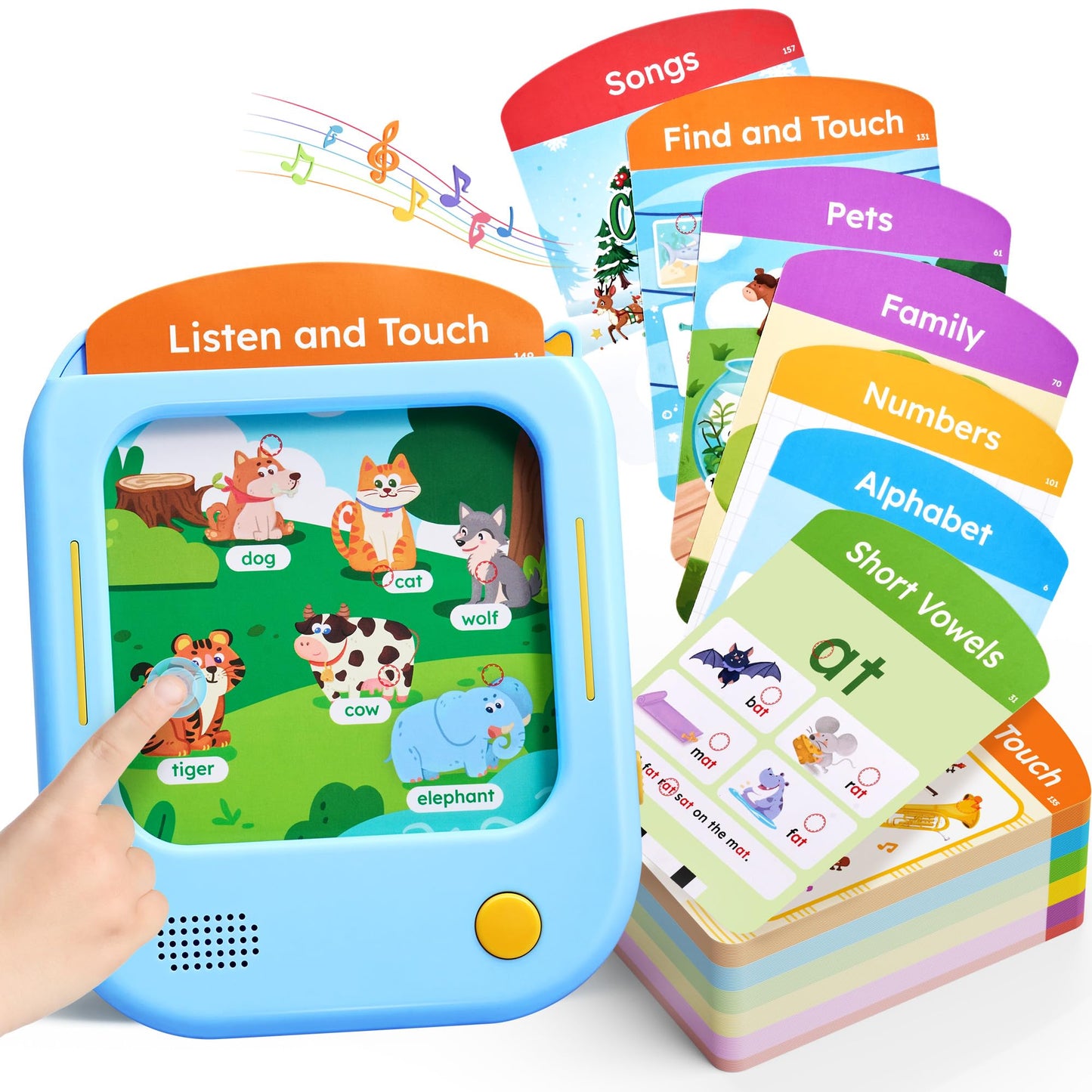 JoyCat Kids Learning Tablet, Phonics Talking Flash Cards, Learn to Read with 156 Pages, 40+ Themes, 600+ Words, 100+ Interactive Games, Screen-Free Toddler Learning Toys Gifts for 2-6 Year Old