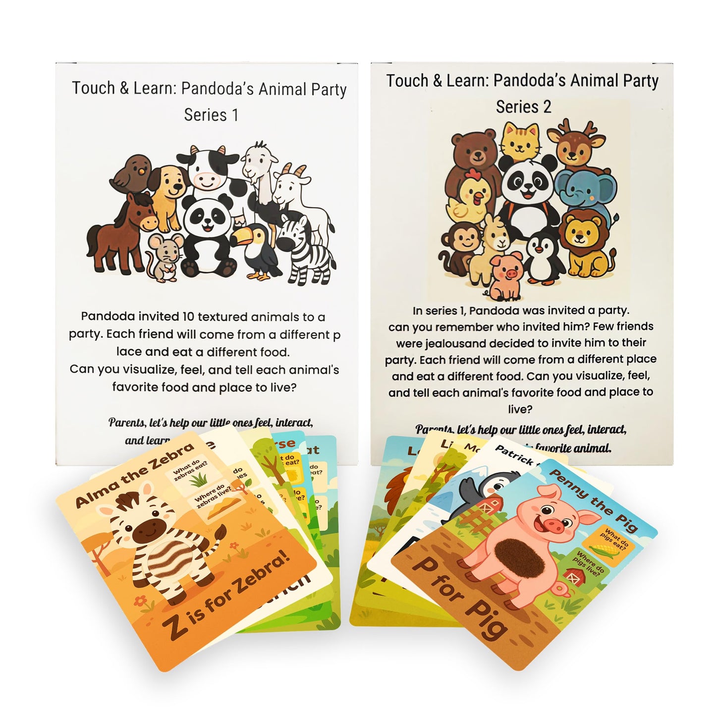 Touch & Feel Textured Animal Flashcards – Montessori Sensory Cards with Embossed Letters for Toddlers | Speech Development, Visual Learning, Travel Friendly Play & Party Favor (Series 1)