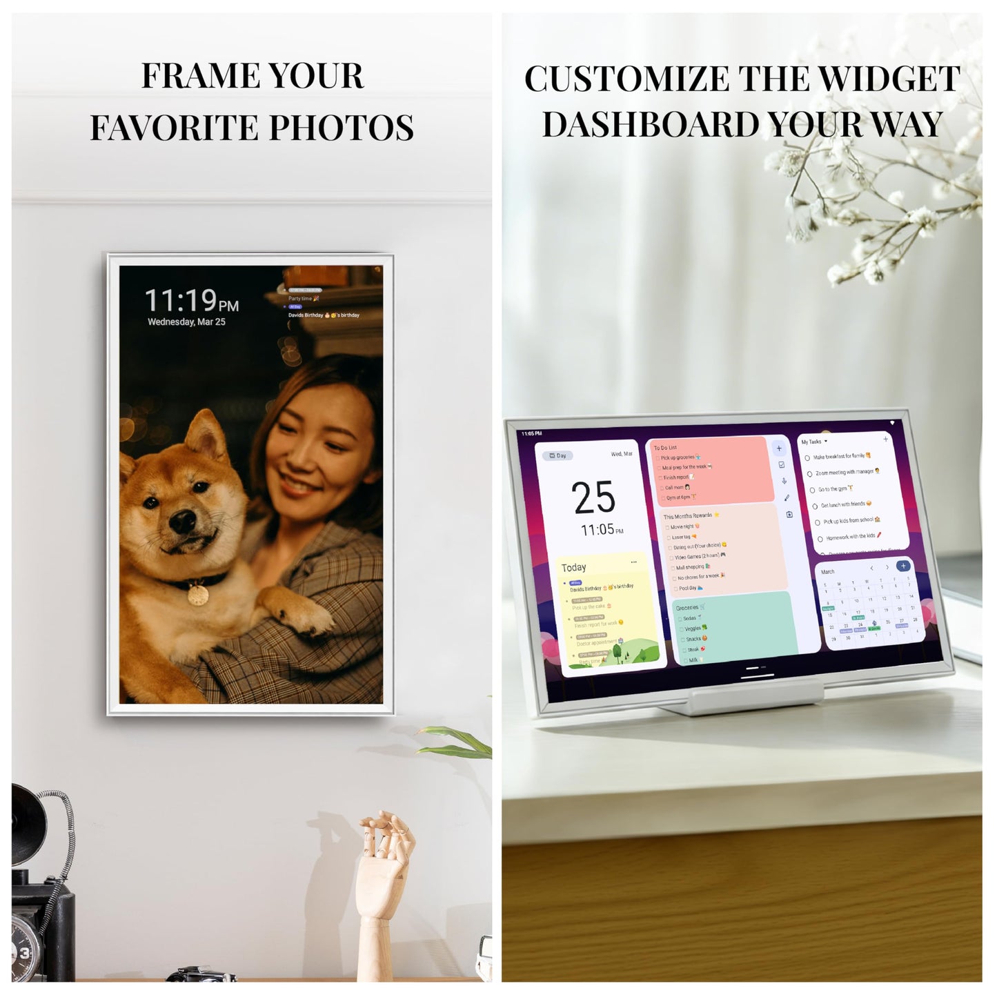 Mazera 21.5" Smart Family Hub & Digital Calendar - Electronic Wall Planner, Touchscreen Family Dashboard, Shared Calendar, No Subscription, Install Apps, Sync Schedules, Meal Planner, To Do Lists, Wall Mount & Stand