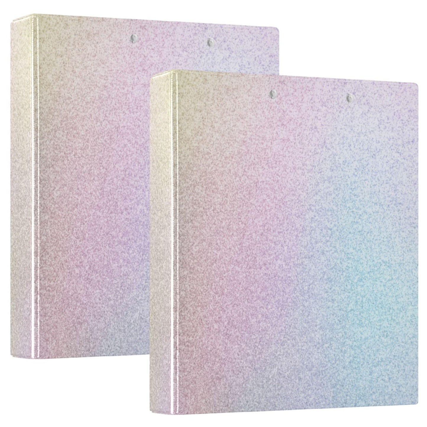Rainbow Round Ring Binders 1.5 Inch White Pink Gold Marble Tie Dye 3 Ring Clipboard Binder for Office School Work Supplies File Folder Document 200 Sheet Capacity Easy Open