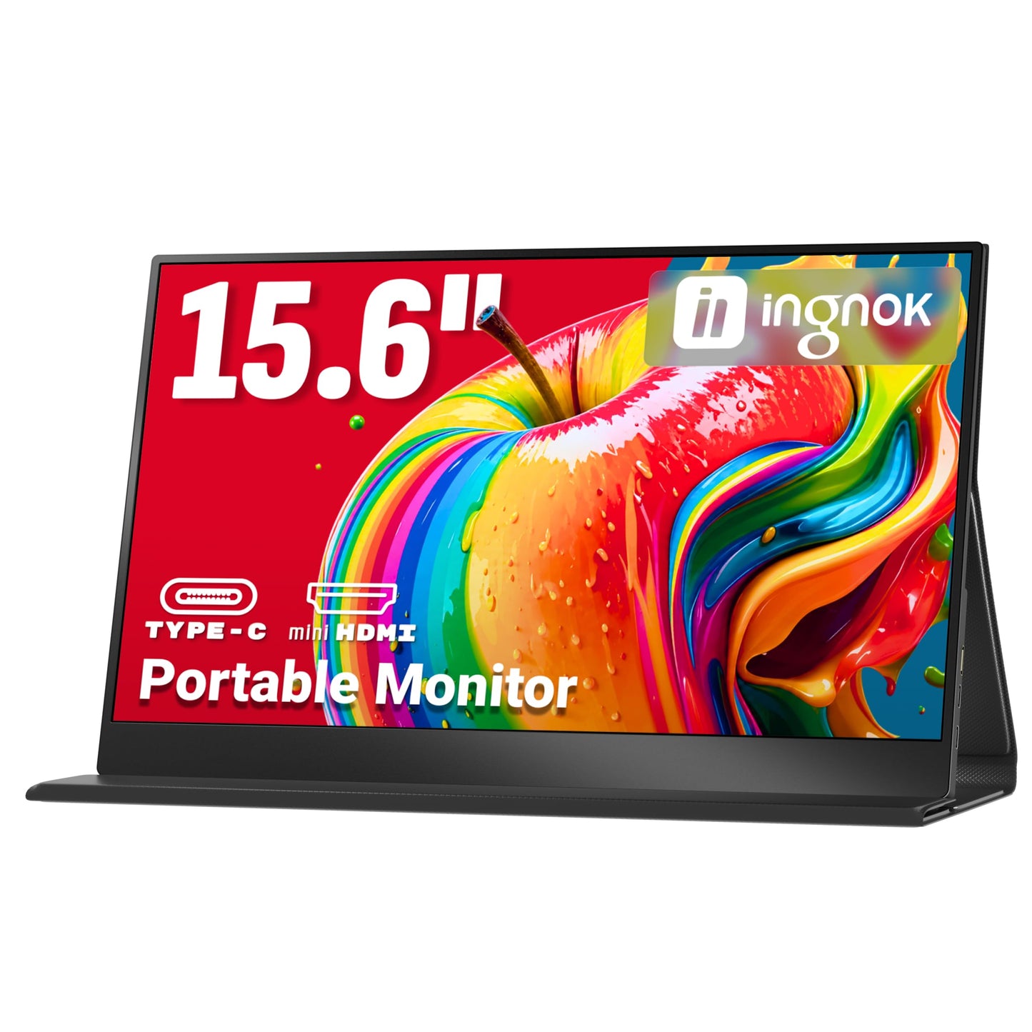 Ingnok Portable Monitor, 15.6inch FHD 1080P Travel Monitor, Ultra-Thin, USB-C Plug&Play, Built-in Speakers, Portable Screen for Laptop, Mac, Switch/PS5, Travel&Office Assistant
