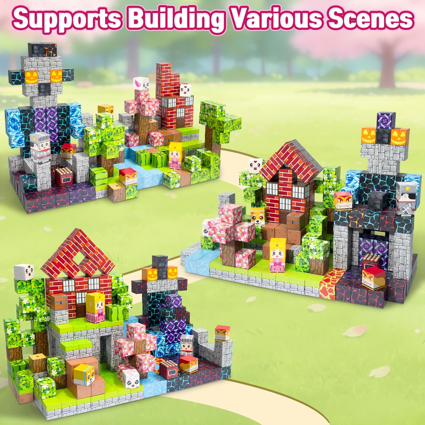 MUUHU 300PCS Magnetic Blocks - 0.8" Magnetic Building Blocks Toys for Kids Magnet Blocks Cubes Games Stem Building Toys Christmas Birthday Gifts Toys for Boys Girls 3 4 5 6 7 8 9 10 Years Old