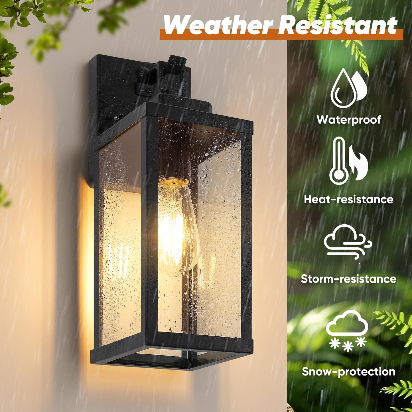 BesLowe Outdoor Wall Lights, 14·Motion Sensor, Dusk to Dawn, Black, Metal, Model A927S, 2-Pack