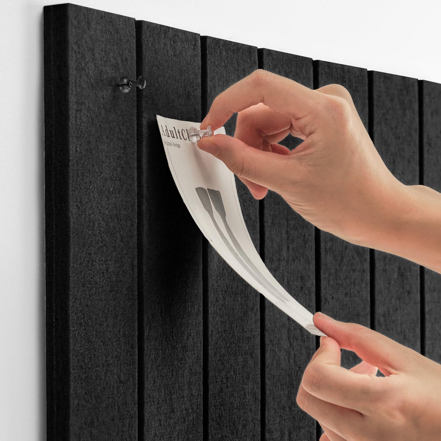 Lightomorrow Bulletin Board, 24 x 18 inches Felt Board Decorative Pin Board, 4' x 3' Cork Board Alternative for Wall, Foldable Photo Board with 20 Pushpins - Black Stripes